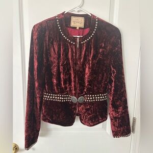 Vintage Double D Ranch concho western velvet grommet studded Maroon Burgundy S
